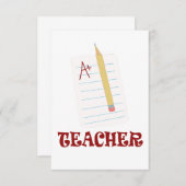 Carte De Remerciements Professeur A+ (Devant / Derrière)