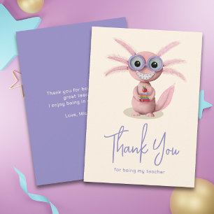 Carte De Remerciements Professeur axolotl mignon