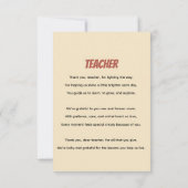 Carte De Remerciements Professeur de Grunge Industriel - Salle de classe  (Dos)