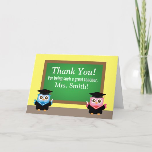 Carte De Remerciements Professeur de Merci, Adieu de la graduation, Choue (Devant)