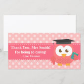 Carte De Remerciements Professeur de Merci, hibou de professeur, pois (Devant / Derrière)