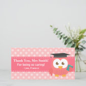 Carte De Remerciements Professeur de Merci, hibou de professeur, pois (Debout devant)