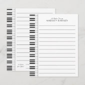 Carte De Remerciements Professeur de musique de piano (Devant / Derrière)