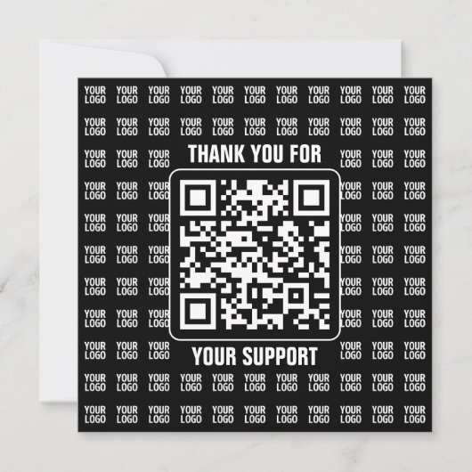 Carte De Remerciements Promotional QR code (editable) plus Logo Pattern (Devant)