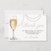 Carte De Remerciements Prosecco Perles élégant Remerciements pour la fête (Devant)