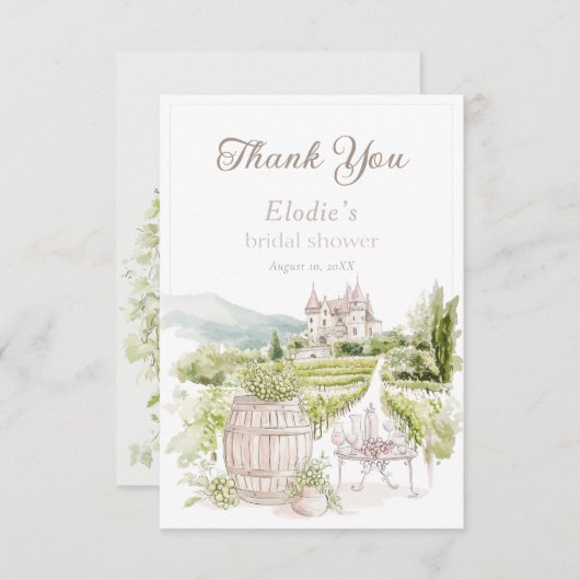 Carte De Remerciements Provence Élégant Château Mariage Pays Français (Devant / Derrière)