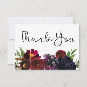 Carte De Remerciements Prune Bourguignon Marine Floral