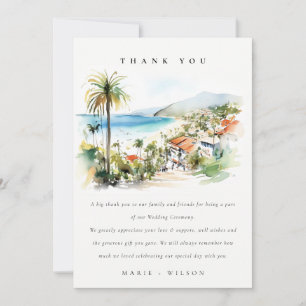 Carte De Remerciements Puerto Vallarta Mexique paysage aquarelle Mariage