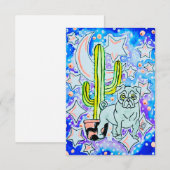 Carte De Remerciements Pug & Cactus (Devant / Derrière)