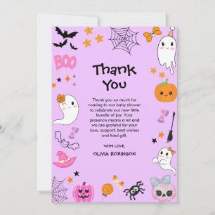 Carte De Remerciements Purple A Little Boo Jote Baby shower Halloween