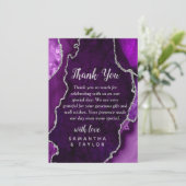 Carte De Remerciements Purple and Silver Agate Marble Wedding (Debout devant)