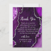 Carte De Remerciements Purple and Silver Agate Marble Wedding (Devant)