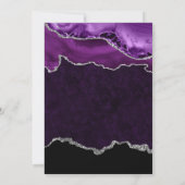 Carte De Remerciements Purple and Silver Glitter Agate & Marble Wedding (Dos)