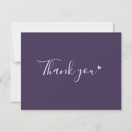 Carte De Remerciements Purple Argent Coeur Chic Script Business (Devant)