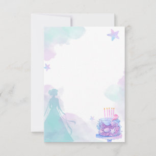 Carte De Remerciements Purple Blue Princess Fille fête d'anniversaire