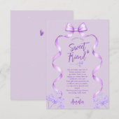 Carte De Remerciements Purple Bow Birthday (Devant / Derrière)