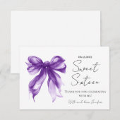 Carte De Remerciements Purple Bow Coquette Script Sweet 16 Thank You (Devant / Derrière)