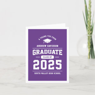 Carte De Remerciements Purple classe moderne de 2025 Graduation Blank