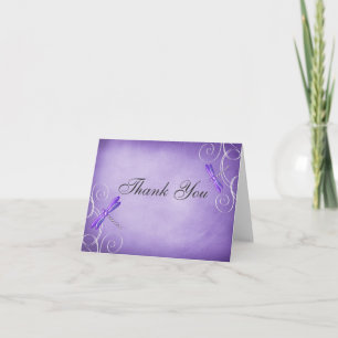 Carte De Remerciements Purple Dragonfly Swirls Thank You