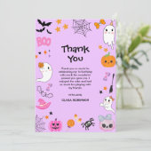 Carte De Remerciements Purple Éffrayant Un mignon Halloween 1er Anniversa (Debout devant)