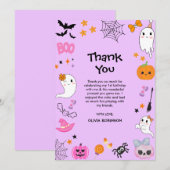 Carte De Remerciements Purple Éffrayant Un mignon Halloween 1er Anniversa (Devant / Derrière)