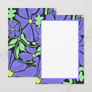 Carte De Remerciements Purple Floral Motif Flat Thank You Card