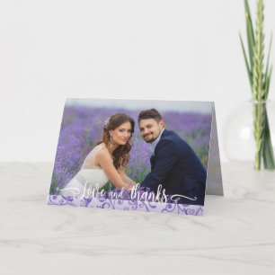 Carte De Remerciements Purple Flourds Mariage Deux Mercis photo