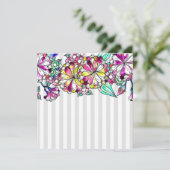 Carte De Remerciements Purple flowers and grey stripes (Debout devant)