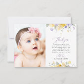 Carte De Remerciements Purple Flowers, Yellow Flowers, Boho, Baptism (Devant)