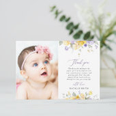 Carte De Remerciements Purple Flowers, Yellow Flowers, Boho, Baptism (Debout devant)