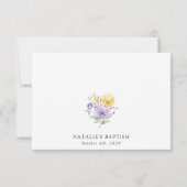 Carte De Remerciements Purple Flowers, Yellow Flowers, Boho, Baptism (Dos)