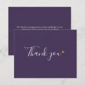Carte De Remerciements Purple Gold Heart Chic Script Business (Devant / Derrière)