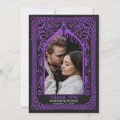 Carte De Remerciements Purple Gothic Vampire Cathedral Photo Wedding (Devant)
