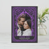Carte De Remerciements Purple Gothic Vampire Cathedral Photo Wedding (Debout devant)