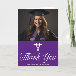 Carte De Remerciements Purple Graduation Photo École Médicale Docteur