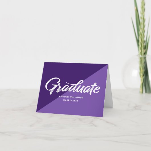 Carte De Remerciements Purple Graduation Retro Bold Script Cap Icon (Devant)