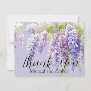 Carte De Remerciements Purple lavande aquarelle glycine florale lilas