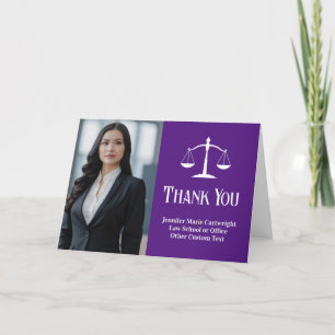 Carte De Remerciements Purple Law School Graduation Photo Custom Lawyer