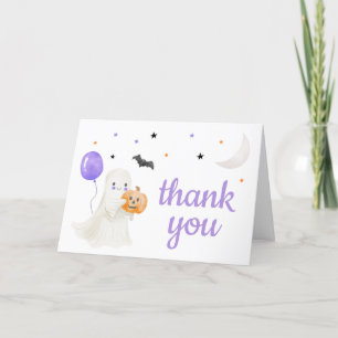 Carte De Remerciements Purple Little Boo est presque dû Baby shower
