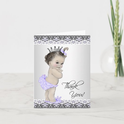 Carte De Remerciements Purple Princess Baby Shower Thank You (Devant)