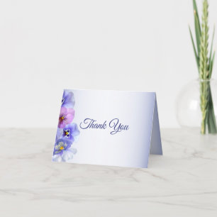 Carte De Remerciements Purple Rose Lilac Pansy Floral Élégant Mariage