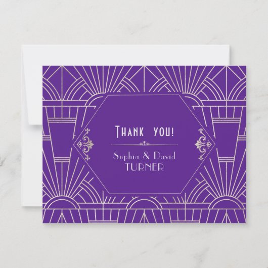 Carte De Remerciements Purple Silver Great Gatsby Art Déco Enregistrer La (Devant)