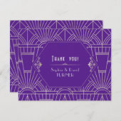 Carte De Remerciements Purple Silver Great Gatsby Art Déco Enregistrer La (Devant / Derrière)