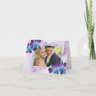 Carte De Remerciements Purple Turquoise Bleu Dendrobium Orchidée Photo Ma