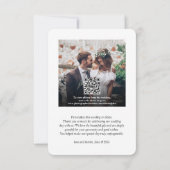 Carte De Remerciements QR Code Mariage Photo Website Simple Modern Script (Dos)