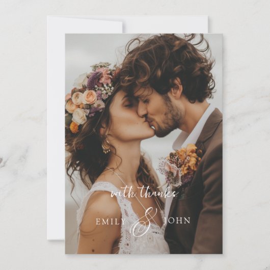 Carte De Remerciements QR-Code, Moderne, Ampersand, Police Script, 1 Phot (Devant)