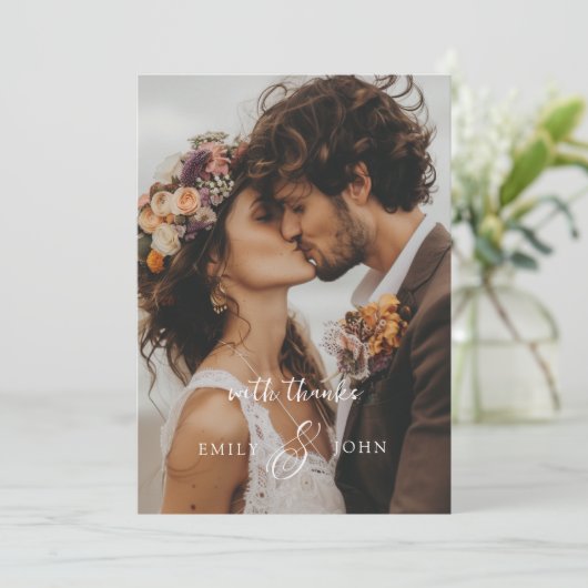 Carte De Remerciements QR-Code, Moderne, Ampersand, Police Script, 1 Phot (Debout devant)