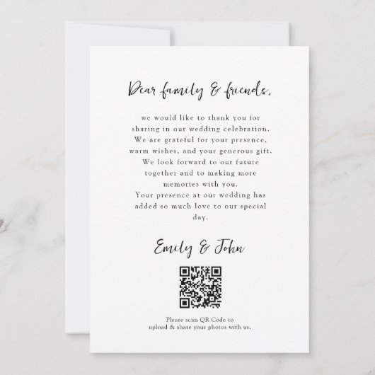 Carte De Remerciements QR-Code, Moderne, Ampersand, Police Script, 1 Phot (Dos)