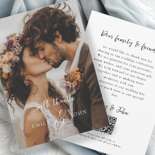 Carte De Remerciements QR-Code, Moderne, Ampersand, Police Script, 1 Phot