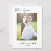 Carte De Remerciements QR CODE moderne élégant script photo mariage (Devant)